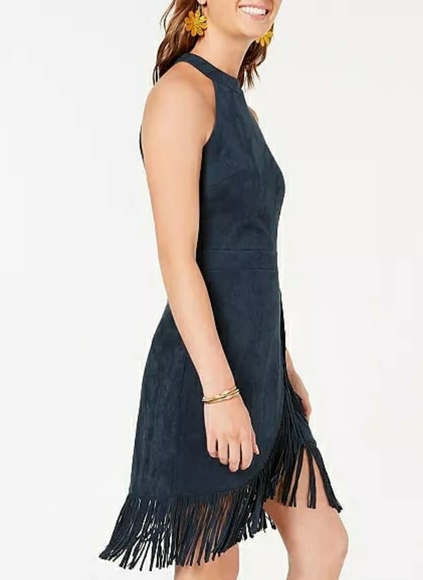 Rosie Harlow Juniors Faux-Suede Fringe Dre Navy - Picture 2 of 4